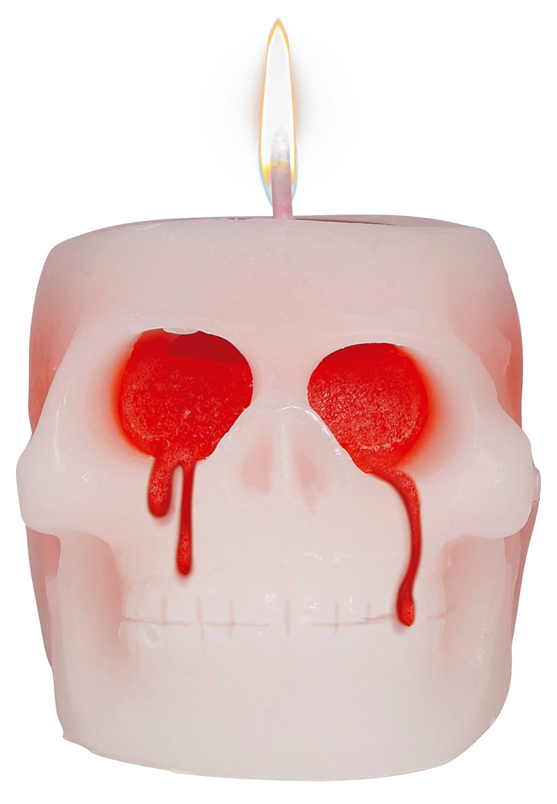 Totenkopf Kerze 6 cm mit Blut