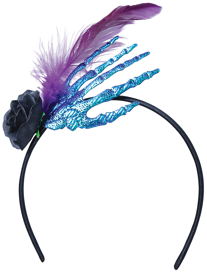 GP24131 – Halloween Haarreif Skelett Hand Mit Blume – Farbe: Schwarz