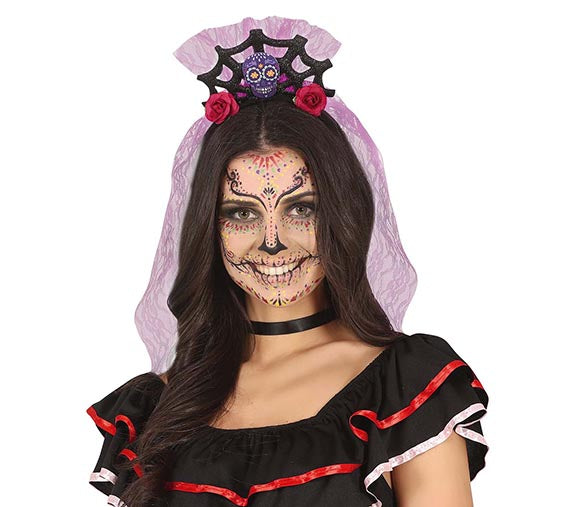 GP24134 – Skelett Blume Haarschmuck Tag Der – Farbe: Lila