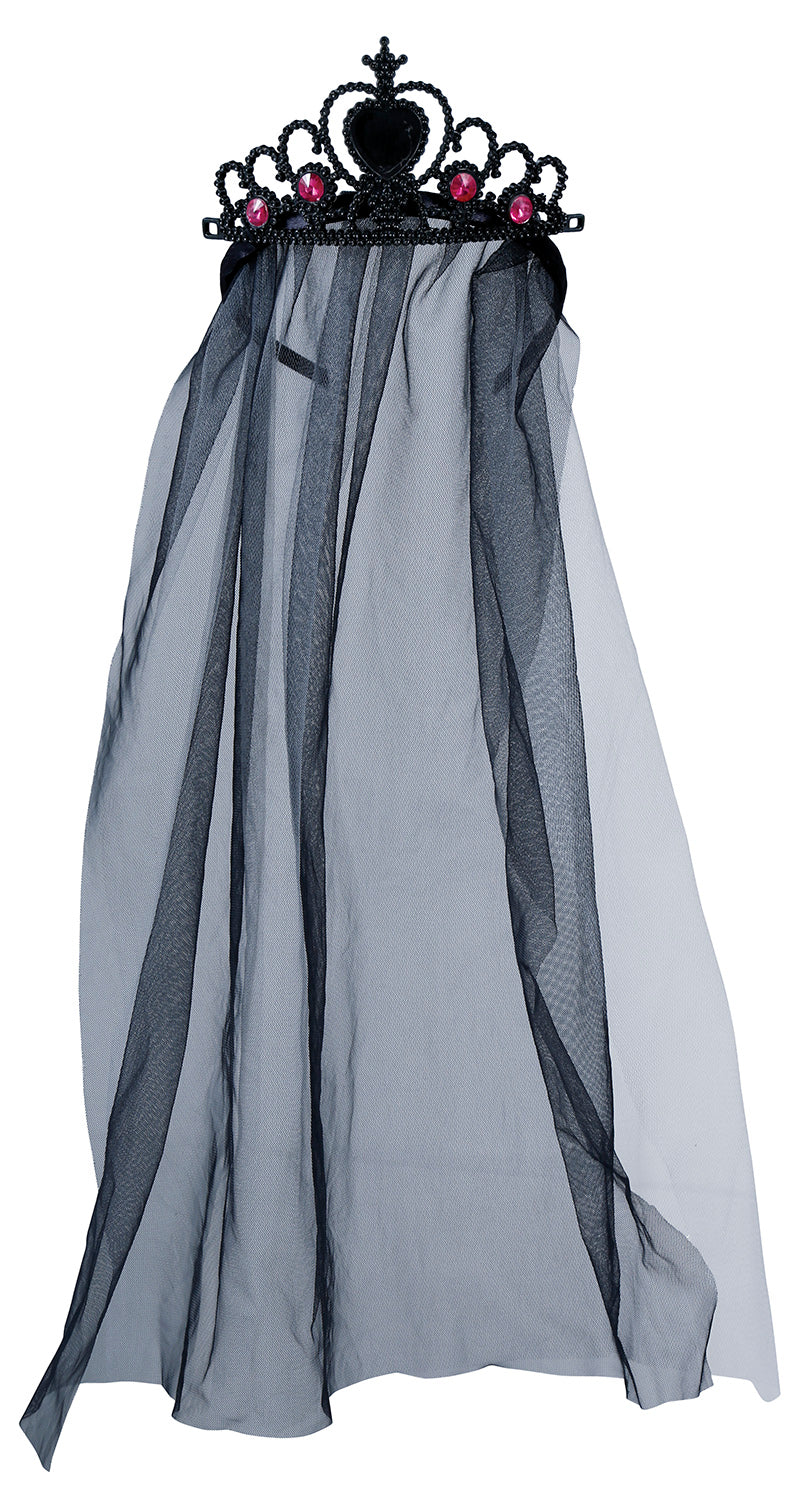 GP24183 – Prinzessin Diadem Schwarz Schleier – Farbe: Schwarz