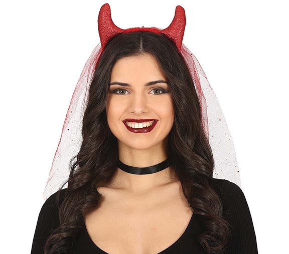 GP24184 – Dämon Stirnband Halloween Kostüm – Farbe: Rot