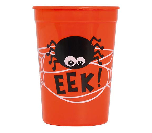 GP24229 – Spinnen Becher Orange Gruseldesign Party – Farbe: Orange