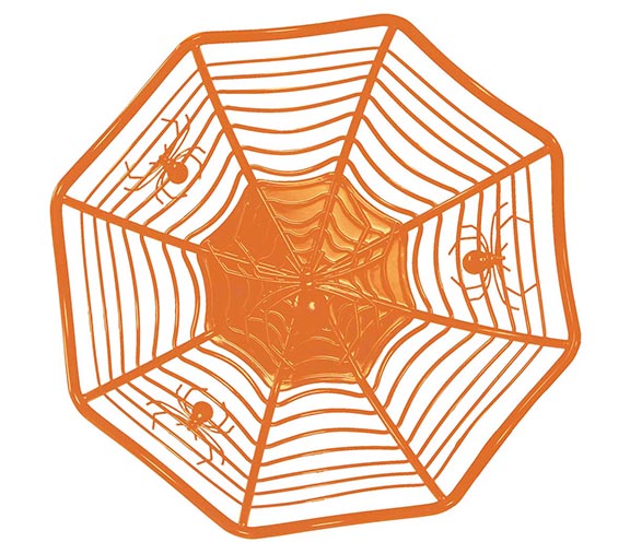 GP24236 – Halloween Spinnennetz Tablett Dekoration – Farbe: Orange