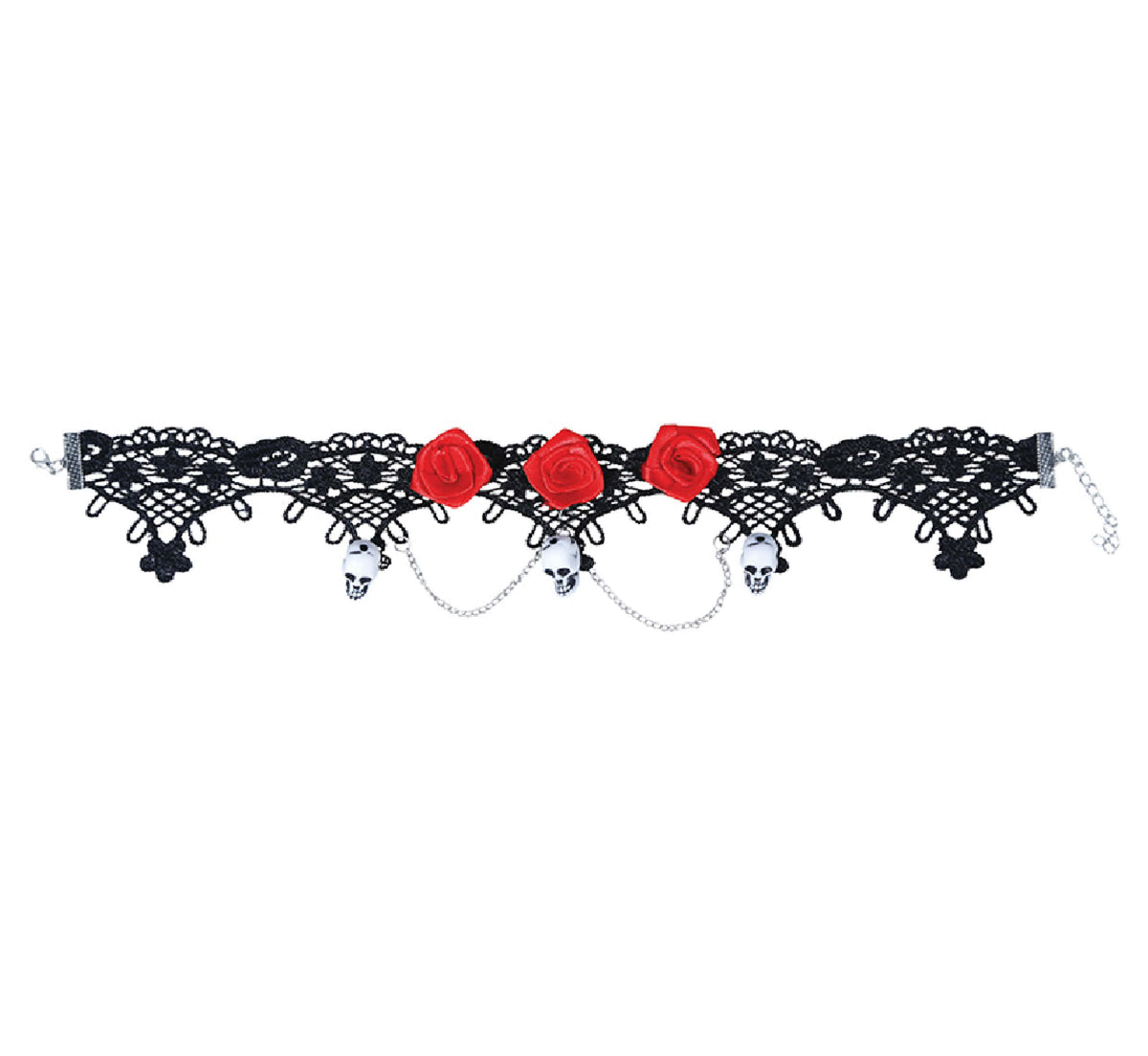 GP24335 – Gothic Marquis Totenkopf Halsreif – Farbe: Rot