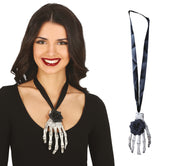 Skelett Hand Halskette für Damen mit Rose, Bild 1