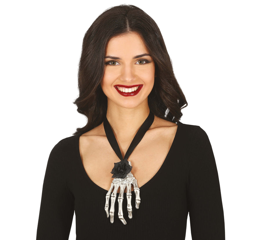 GP24337 – Skelett Halskette Halloween Dekoration – Farbe: Schwarz, Ansicht 2