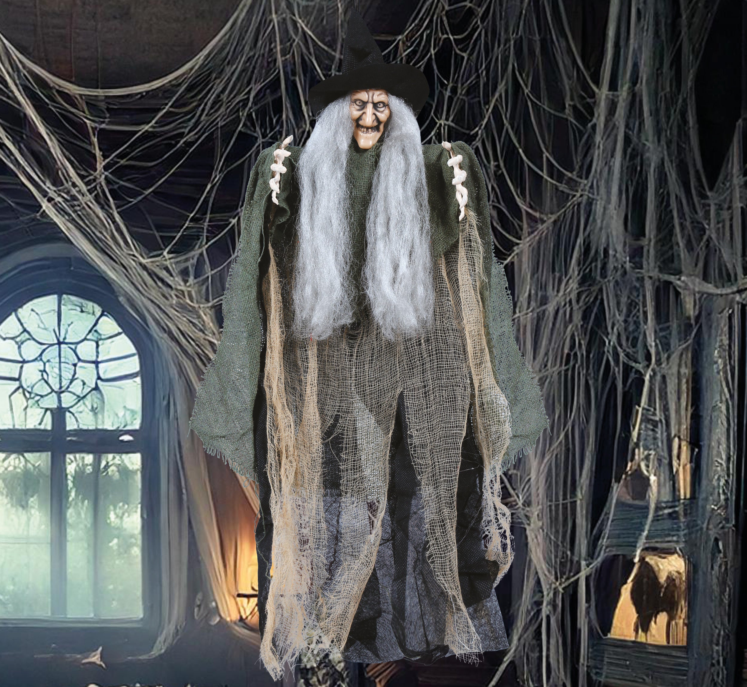 GP24416 – Hexe Halloween Dekoration Figur – Farbe: Grau