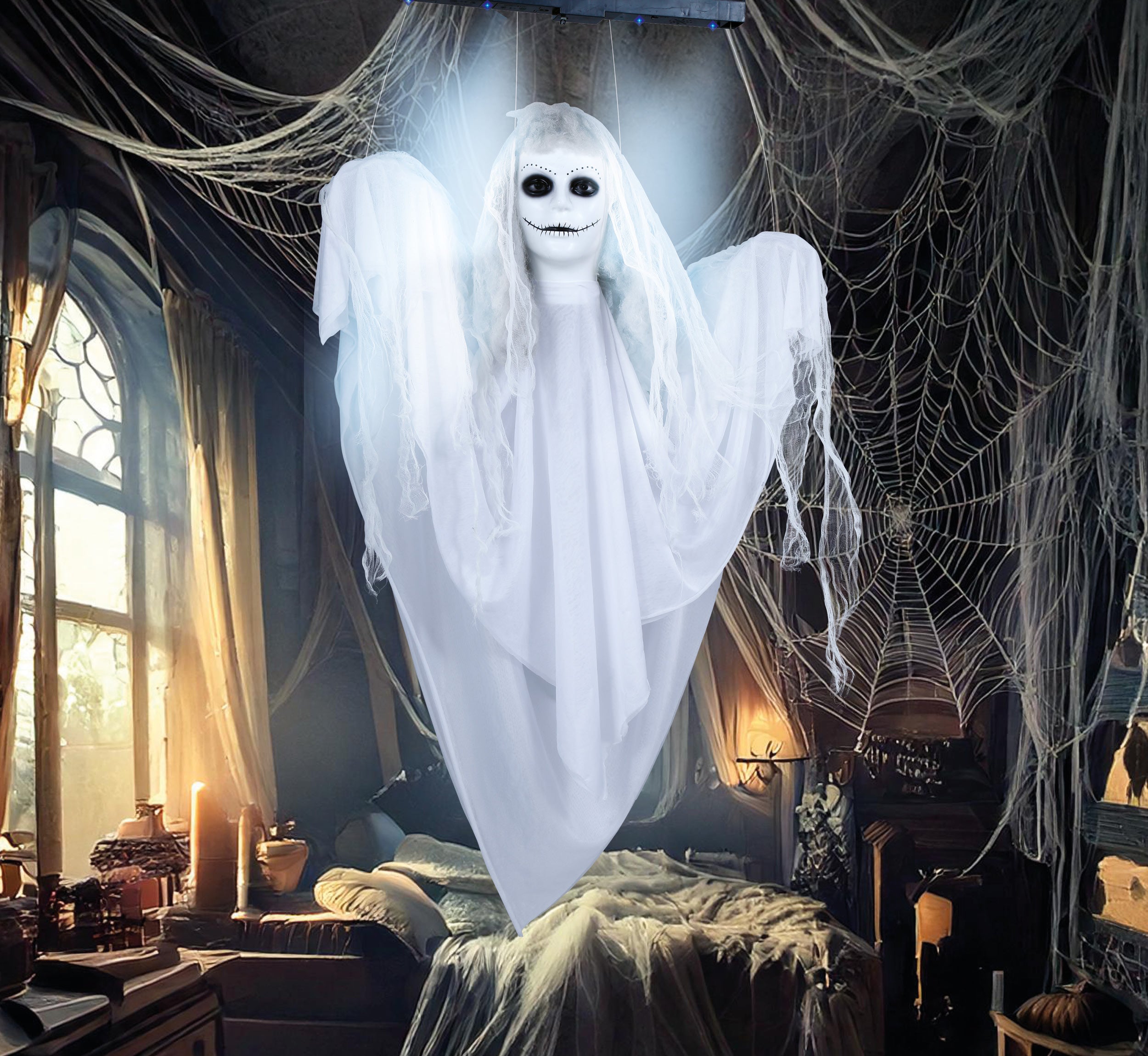 GP24438 – Gespenst Halloween Figur Beweglich Sound – Farbe: Weiß