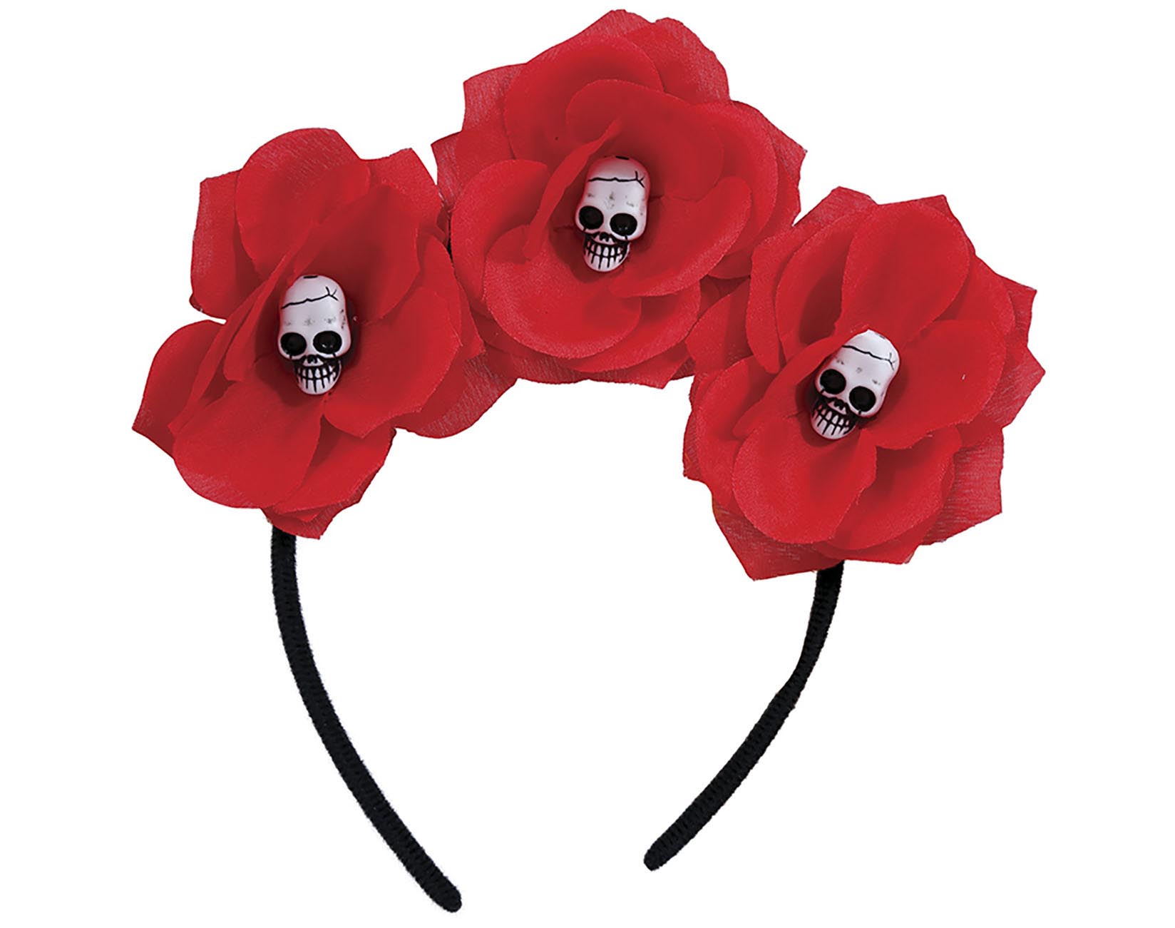 GP24526 – Tag Der Toten Haarschmuck Rote Blumen – Farbe: Rot