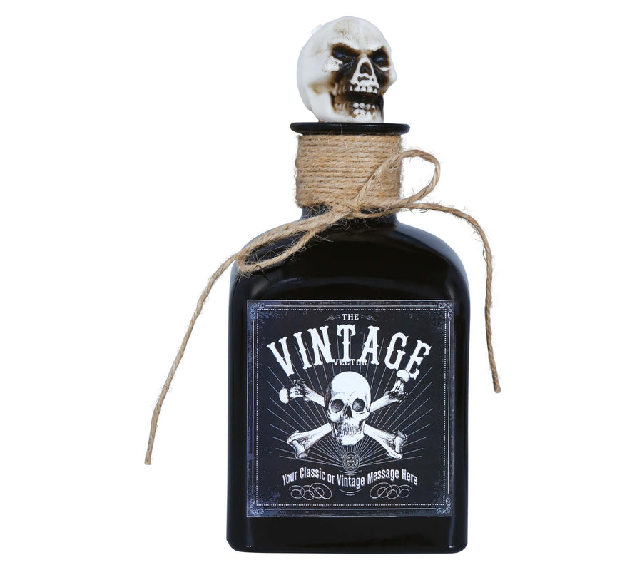 GP24536 – Halloween Totenkopf Dekoration Vintage Flasche – Farbe: Schwarz, Ansicht 2