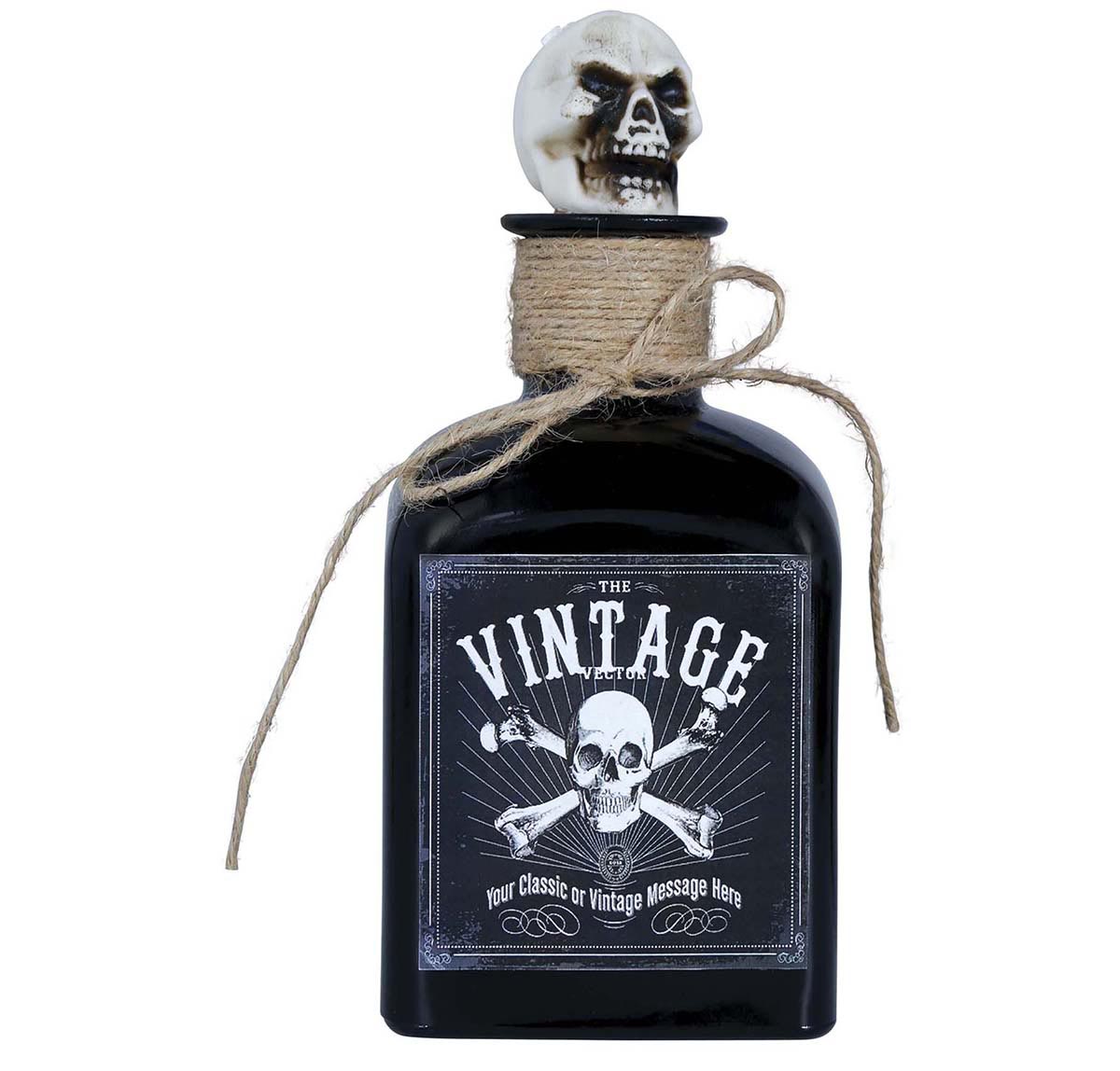 GP24536 – Halloween Totenkopf Dekoration Vintage Flasche – Farbe: Schwarz