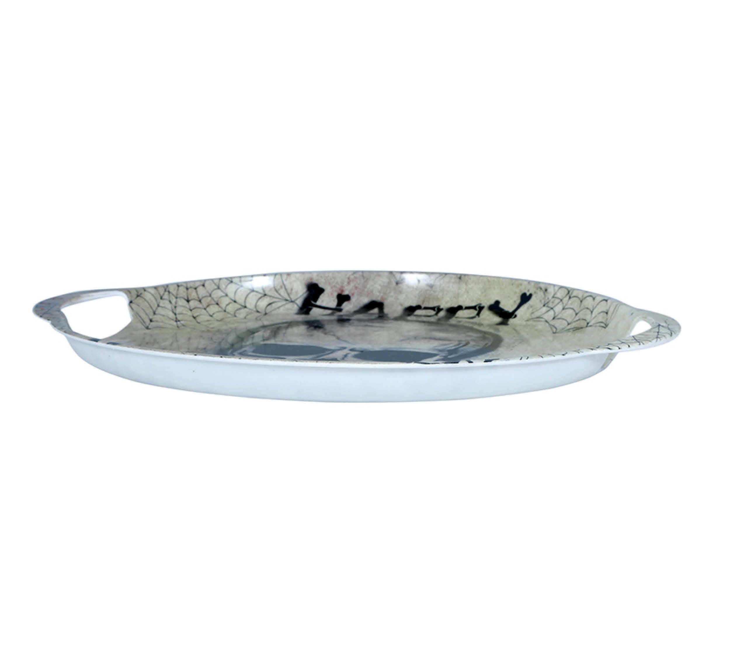 GP24539 – Skelett Halloween Tablett Schädel Spinnennetz – Farbe: Beige