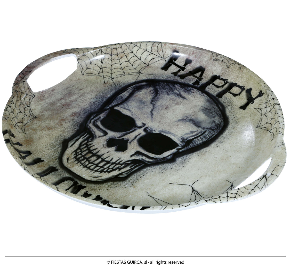 GP24539 – Skelett Halloween Tablett Schädel Spinnennetz – Farbe: Beige