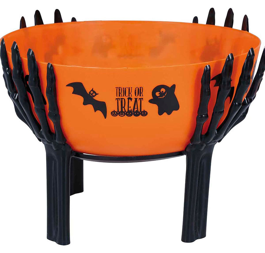 GP24541 – Halloween Kürbisschale Mit Skelettdekoration – Farbe: Orange, Ansicht 2