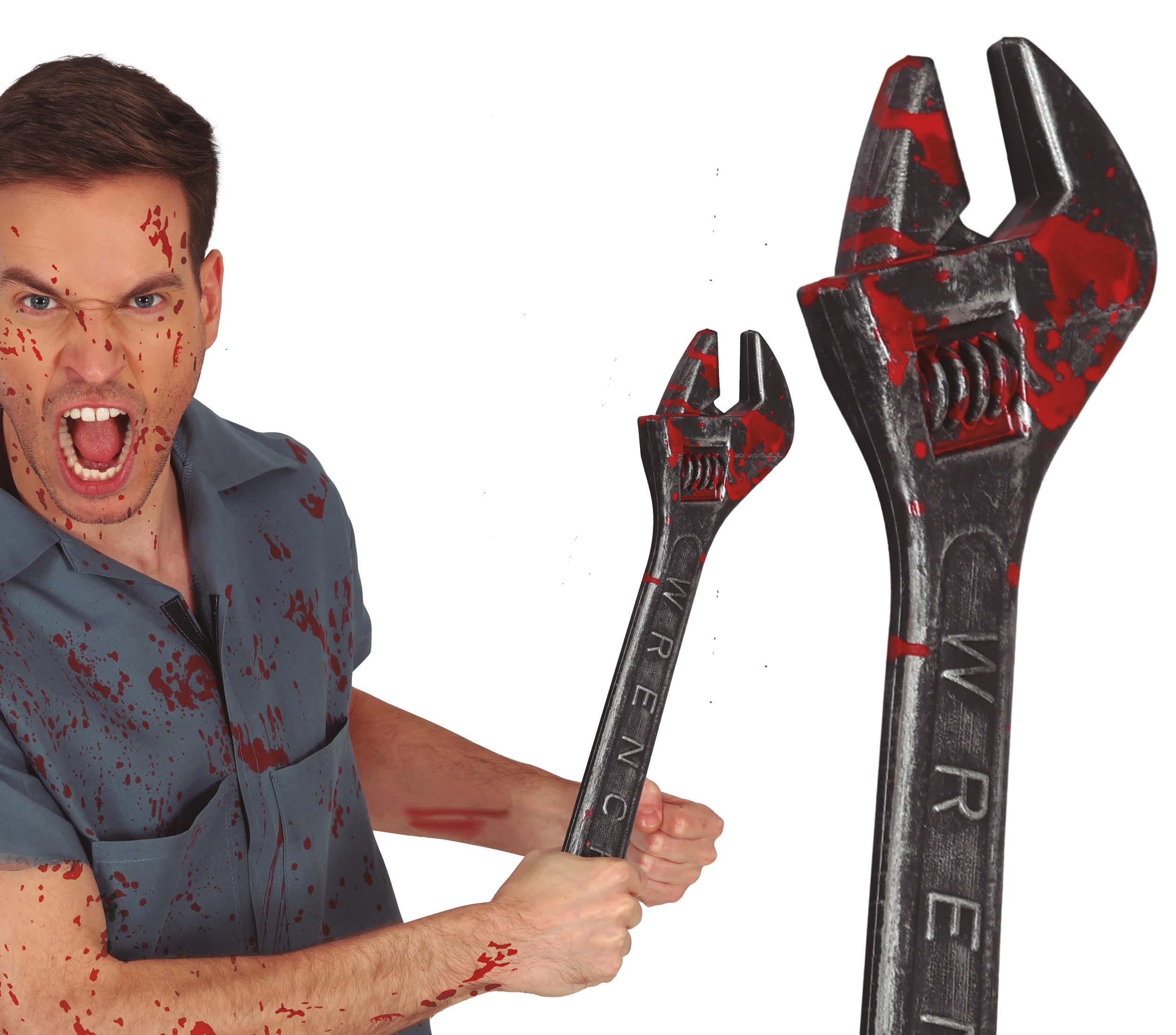 GP24543 – Halloween Klempner Schraubenschlüssel Blutig – Farbe: Grau
