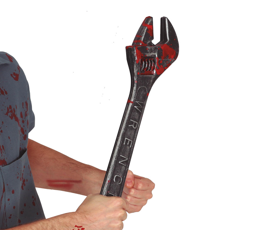 GP24543 – Halloween Klempner Schraubenschlüssel Blutig – Farbe: Grau, Ansicht 2
