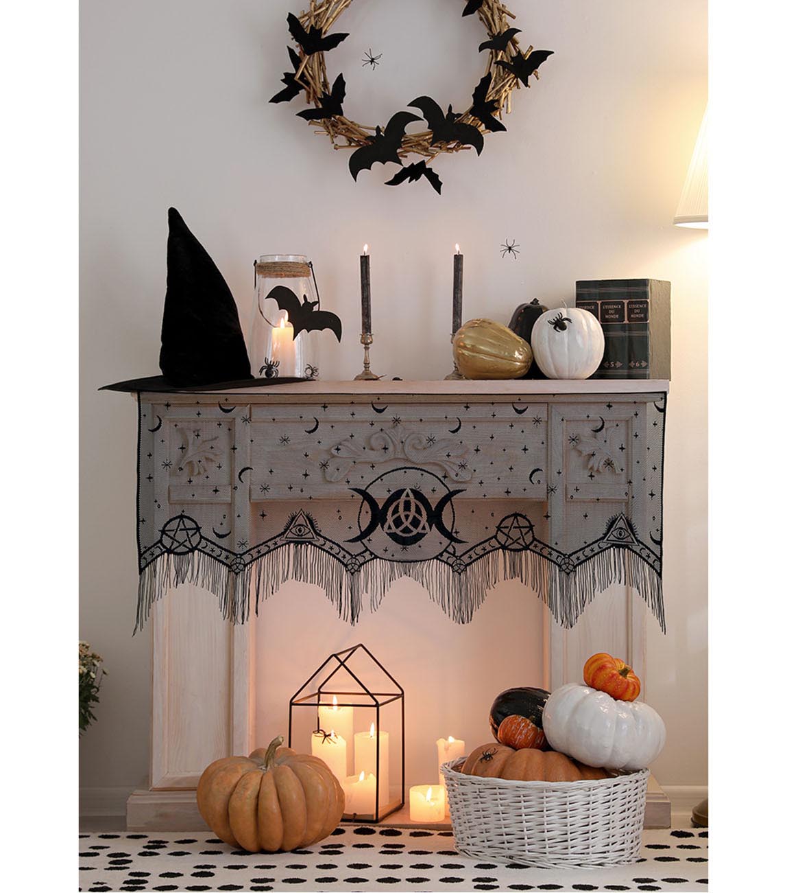GP24554 – Halloween Kamin Dekoration Gothic Design – Farbe: Schwarz
