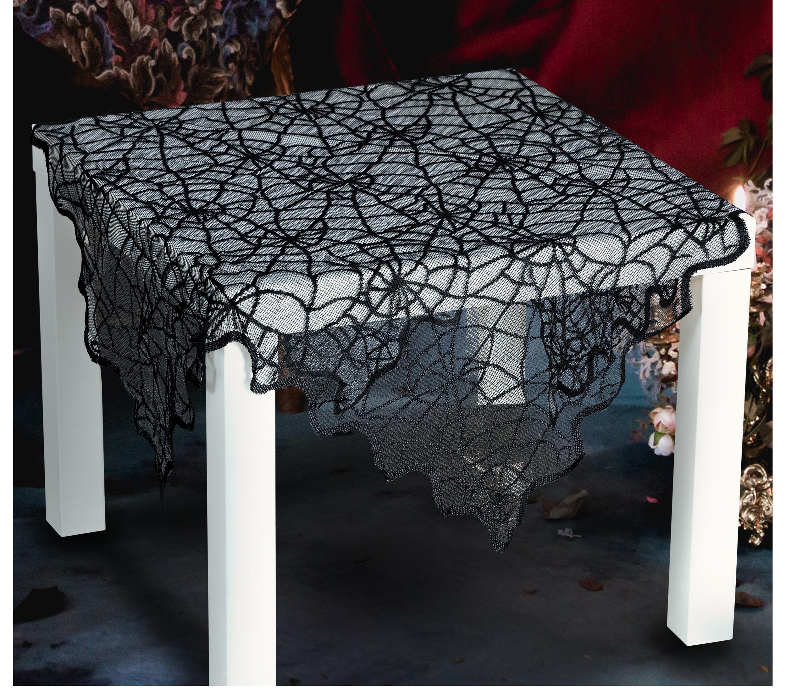 GP24557 – Halloween Tischdeko Spinnennetz Schwarz – Farbe: Schwarz