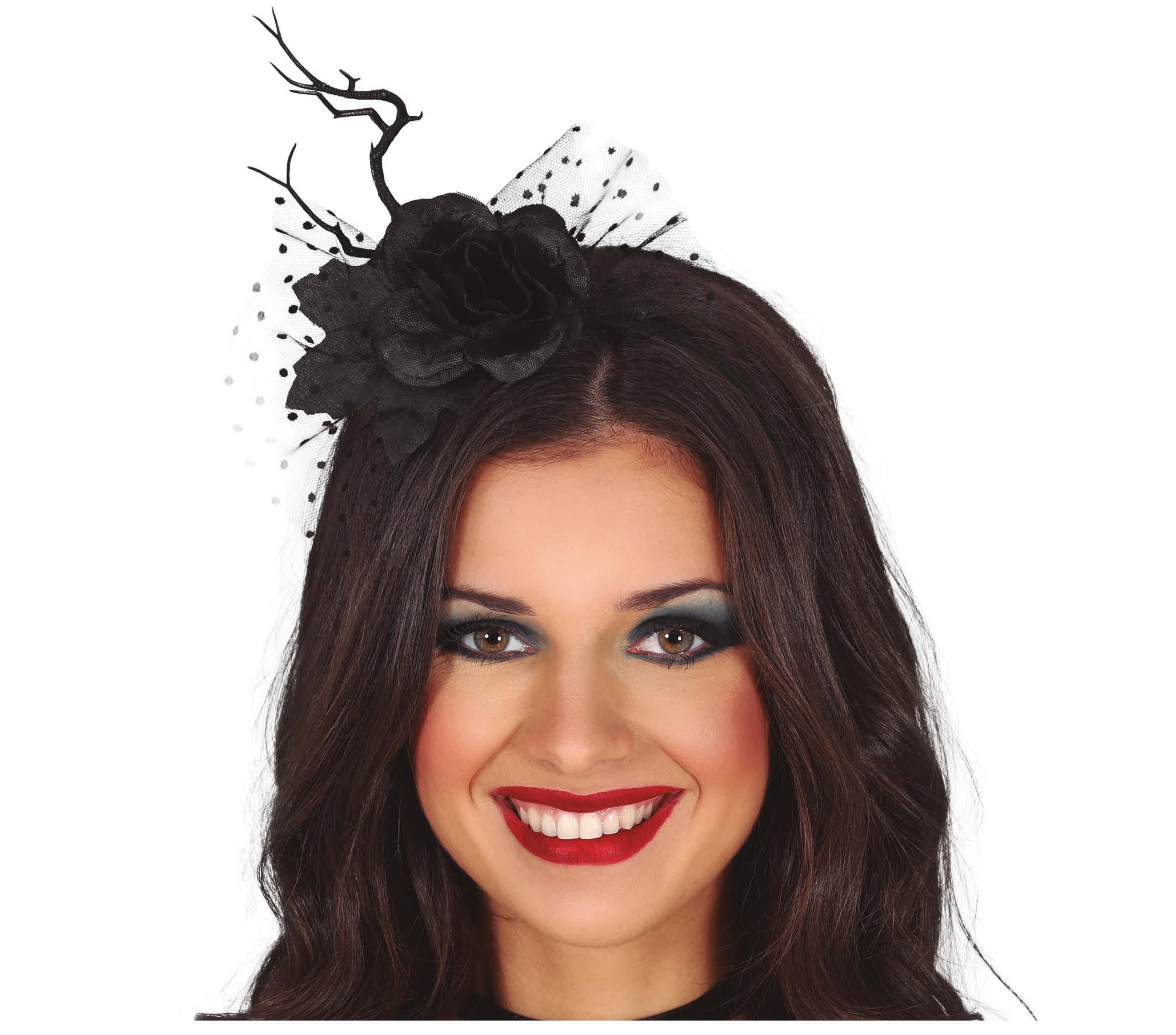 GP24581 – Halloween Blüte Haarreif Schwarz – Farbe: Schwarz