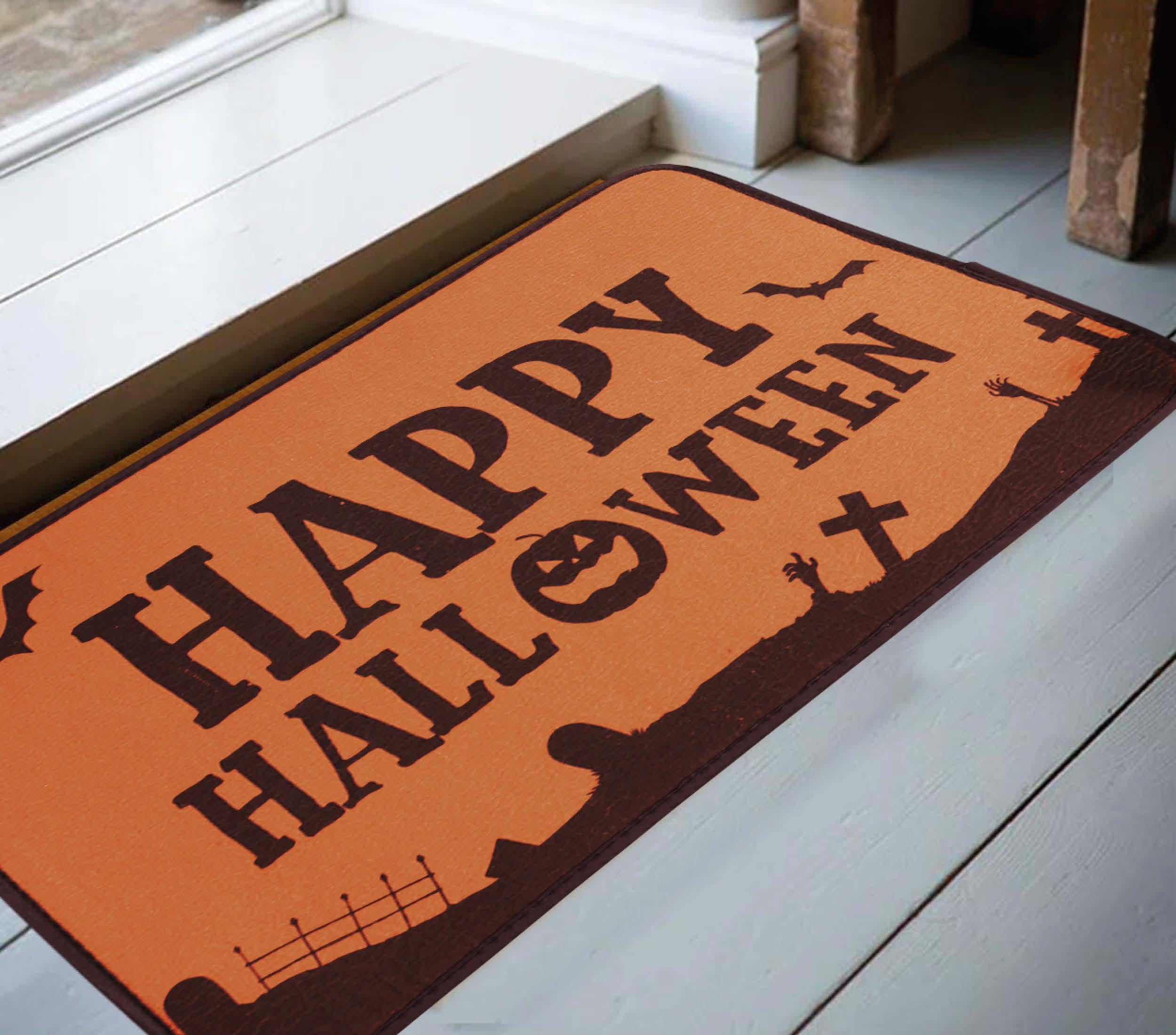 GP24602 – Halloween Fußmatte Gruseliges Design Kürbisse – Farbe: Orange