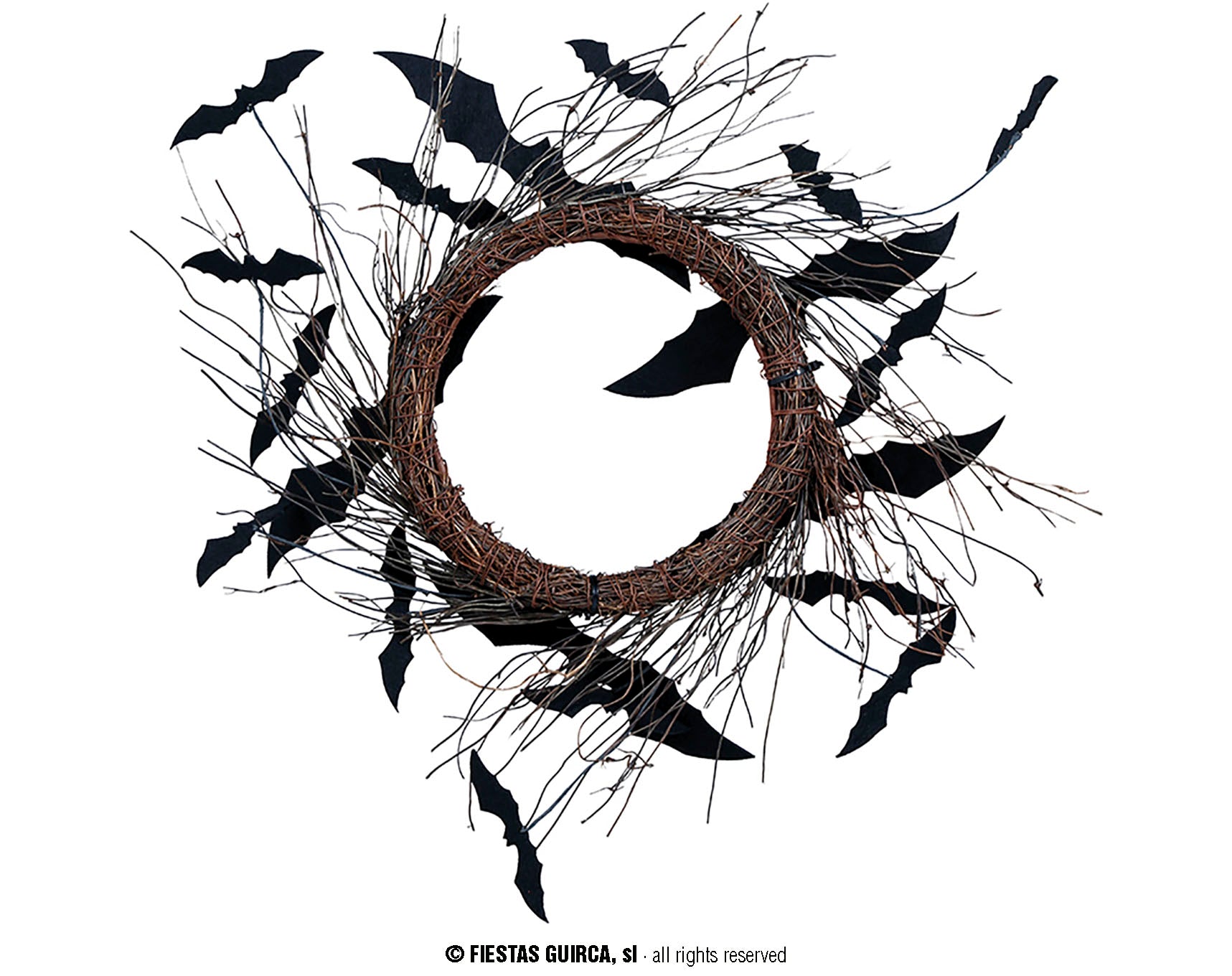 GP24606 – Halloween Kranz Mit Fledermaus Dekoration – Farbe: Schwarz