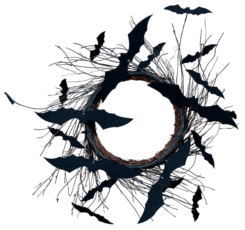 GP24606 – Halloween Kranz Mit Fledermaus Dekoration – Farbe: Schwarz