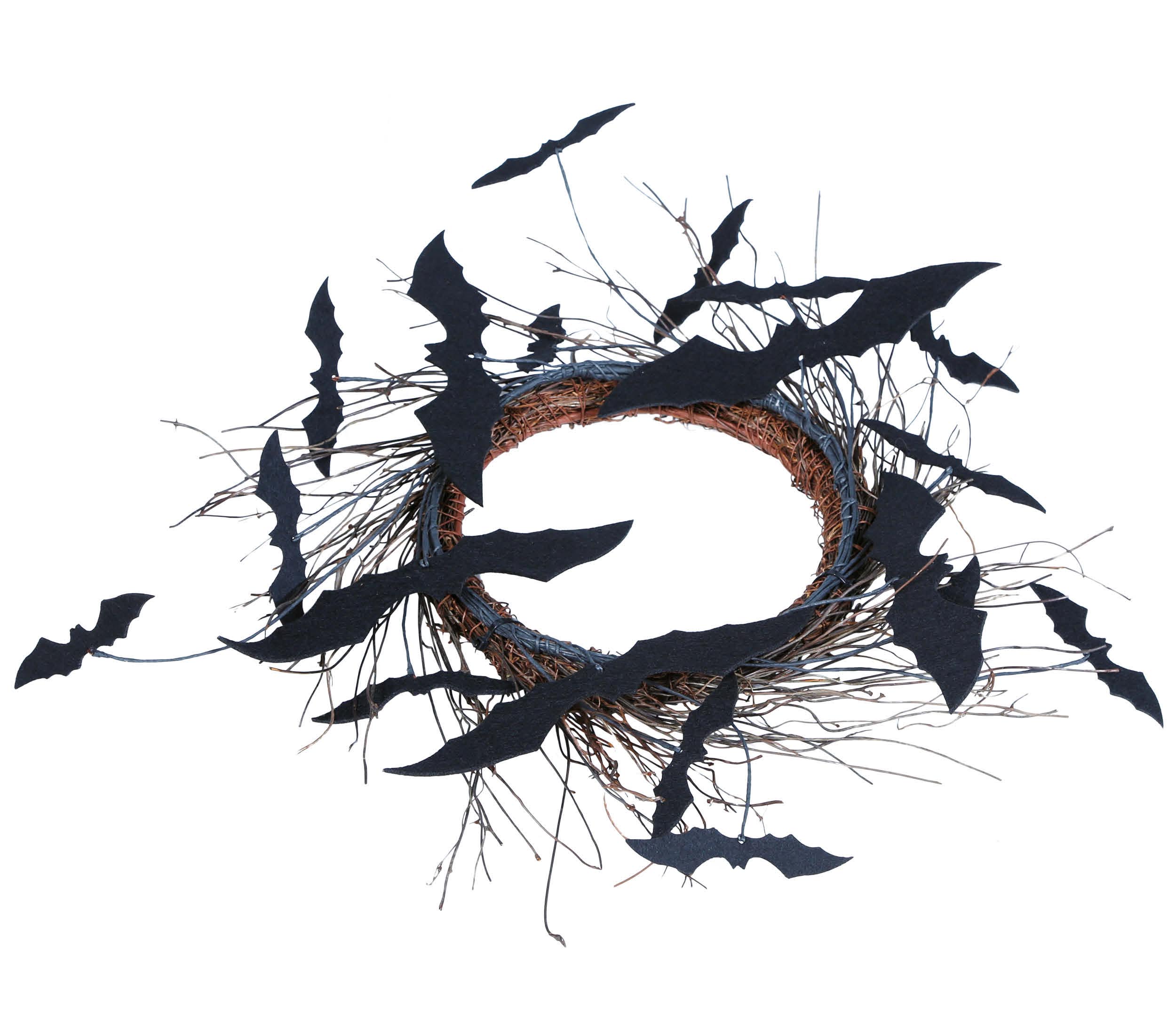 GP24606 – Halloween Kranz Mit Fledermaus Dekoration – Farbe: Schwarz