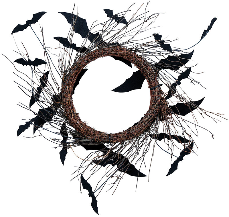 GP24606 – Halloween Kranz Mit Fledermaus Dekoration – Farbe: Schwarz