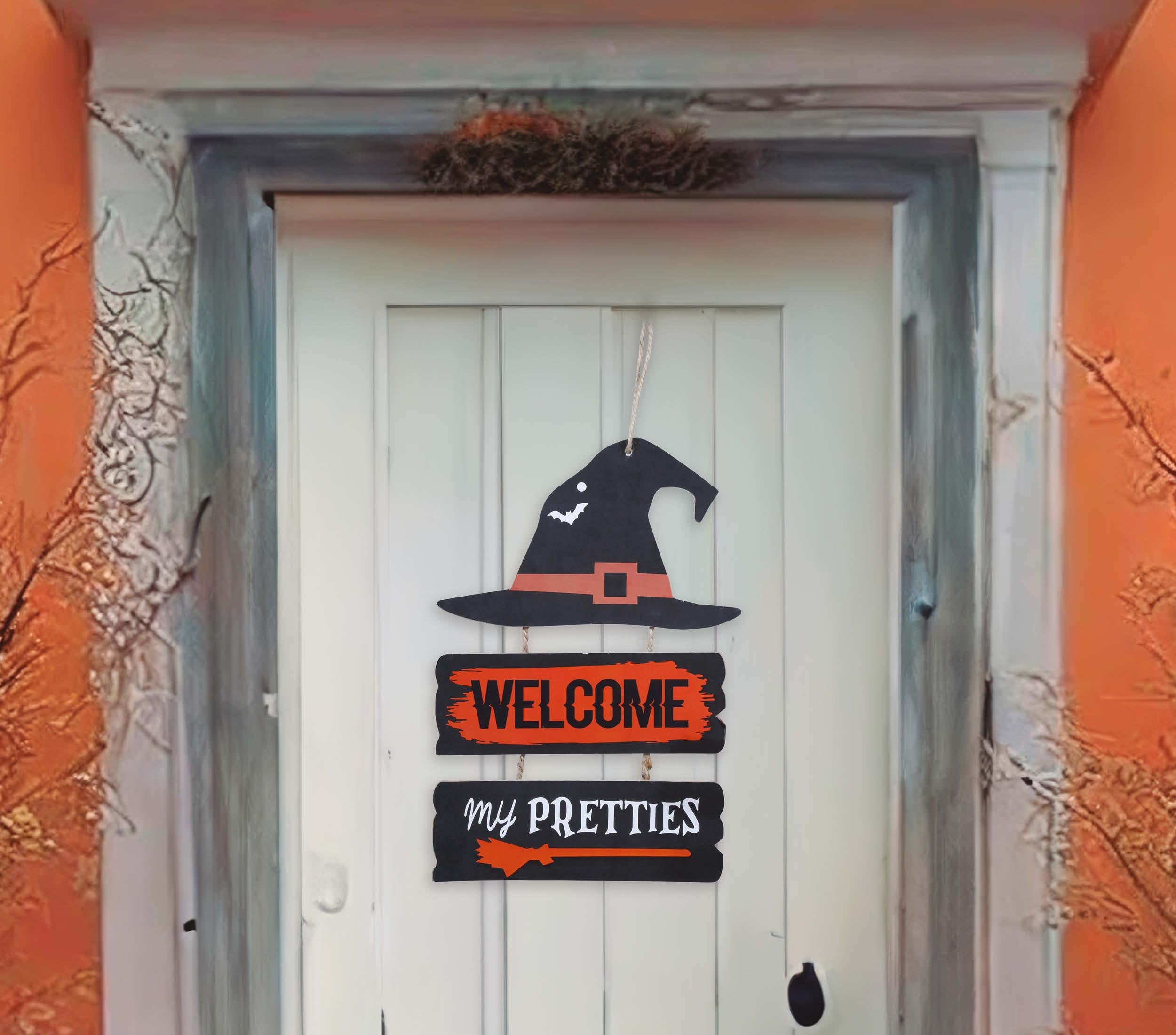 GP24645 – Halloween Hexen Willkommen Deko Schild – Farbe: Schwarz