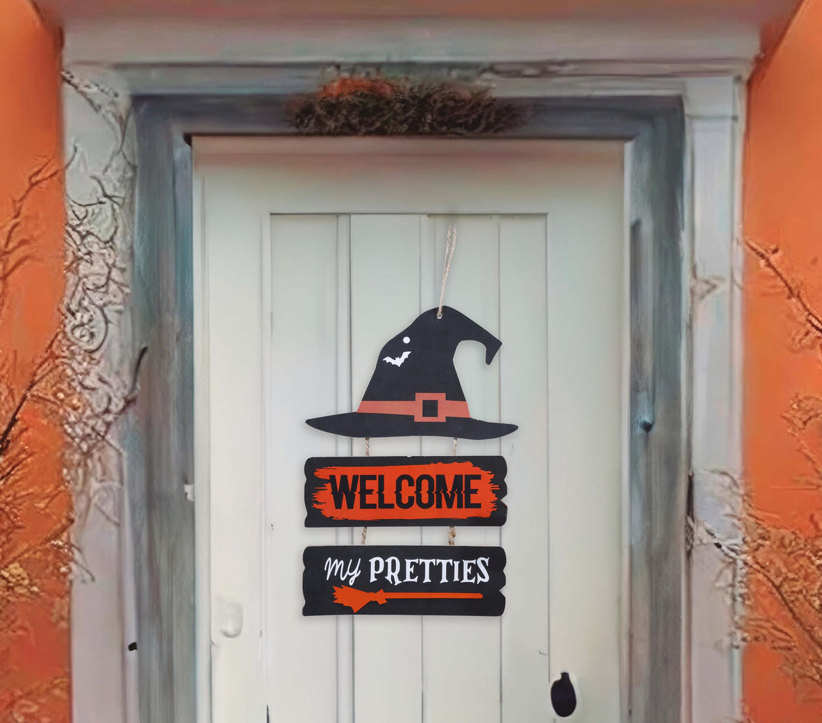 GP24645 – Halloween Hexen Willkommen Deko Schild – Farbe: Schwarz
