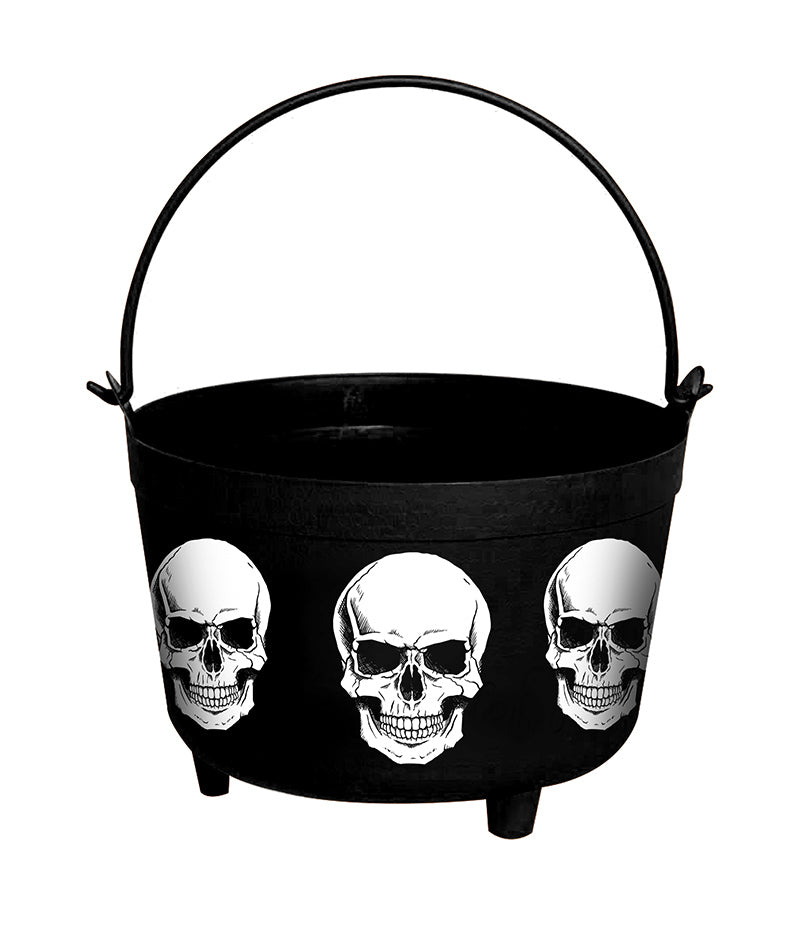 Totenkopf Hexenkessel 24 x 23 x 15 cm schwarz