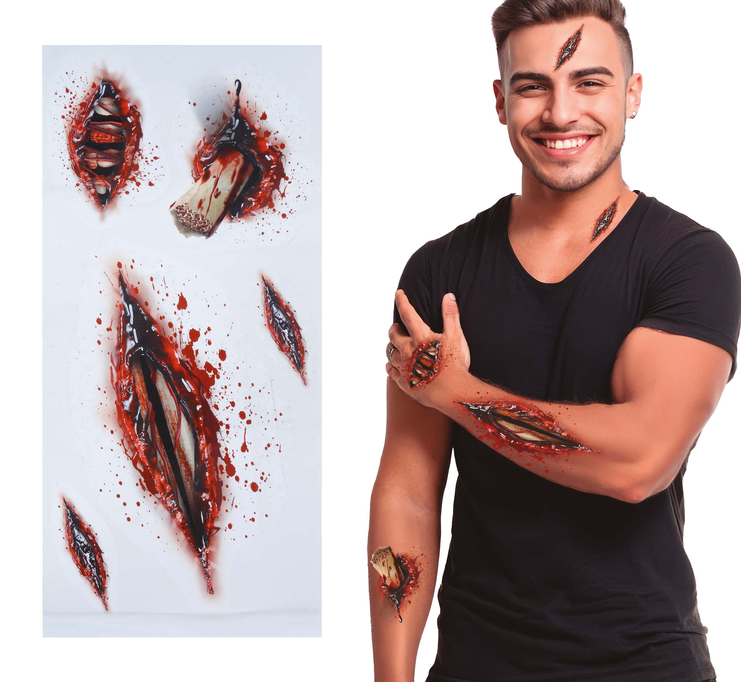 GP24711 – Halloween Offene Wunden Tattoo – Farbe: Natural