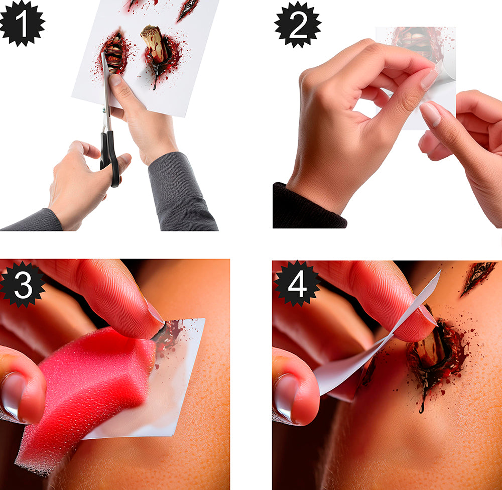 GP24711 – Halloween Offene Wunden Tattoo – Farbe: Natural