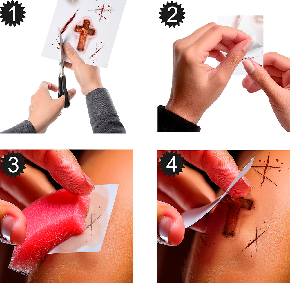 GP24712 – Halloween Teufelswunden Gruselige Tattoos – Farbe: Natural