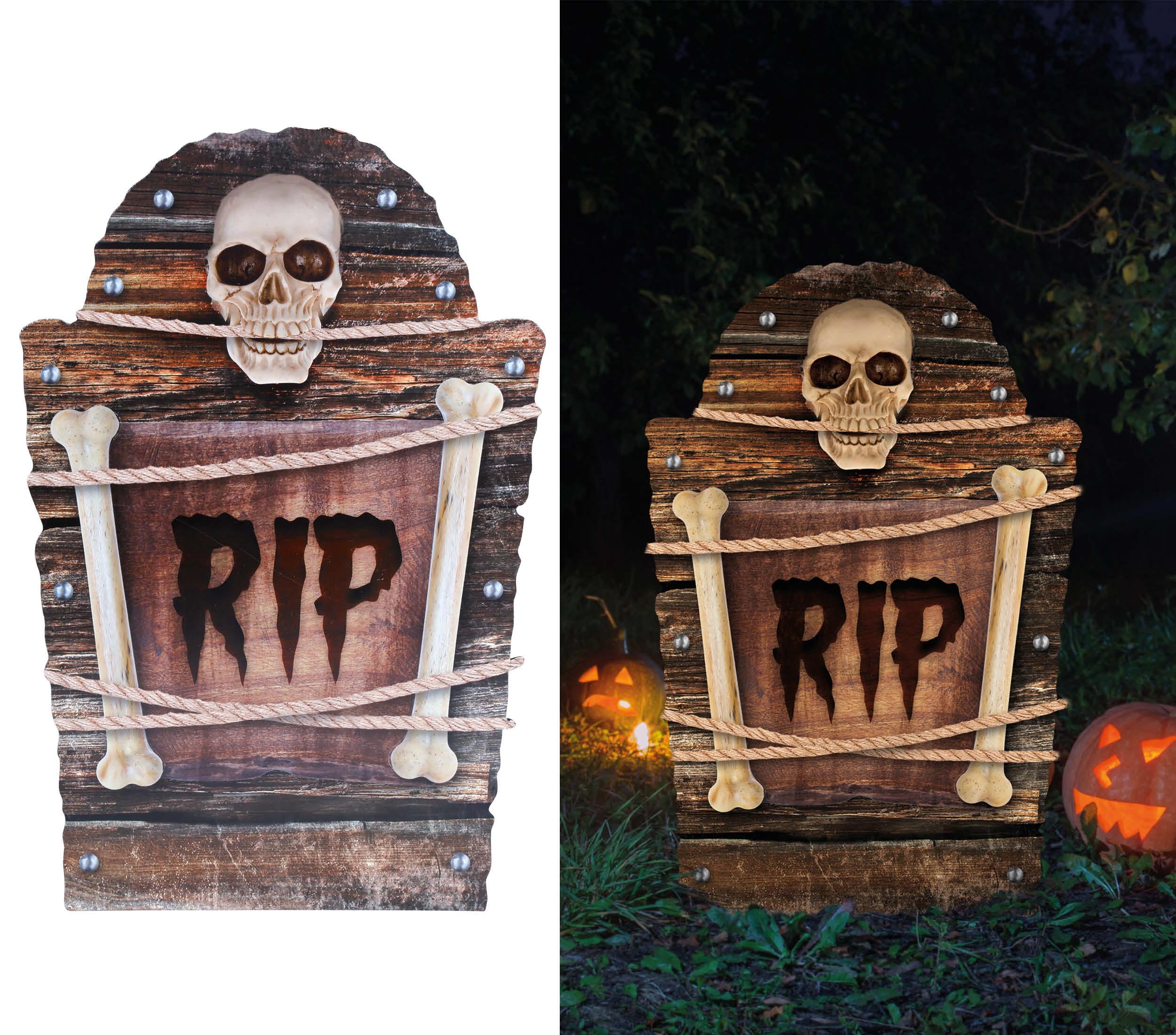 GP24735 – Halloween Grabstein Deko Skelett – Farbe: Grau