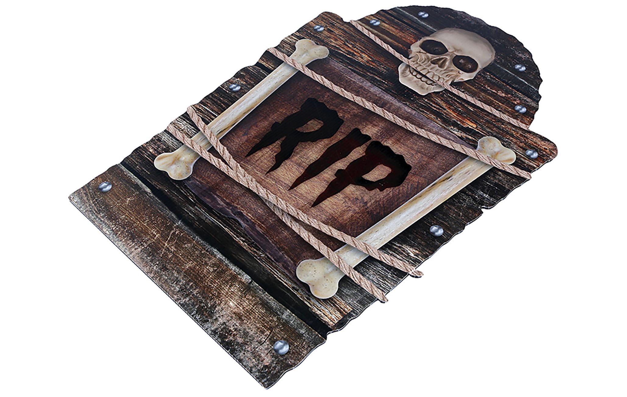 GP24735 – Halloween Grabstein Deko Skelett – Farbe: Grau