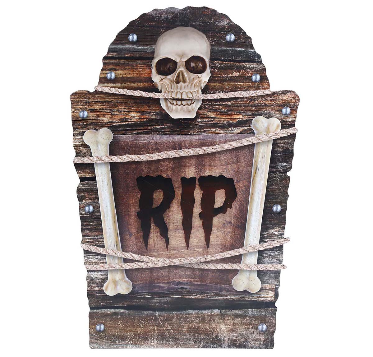 GP24735 – Halloween Grabstein Deko Skelett – Farbe: Grau
