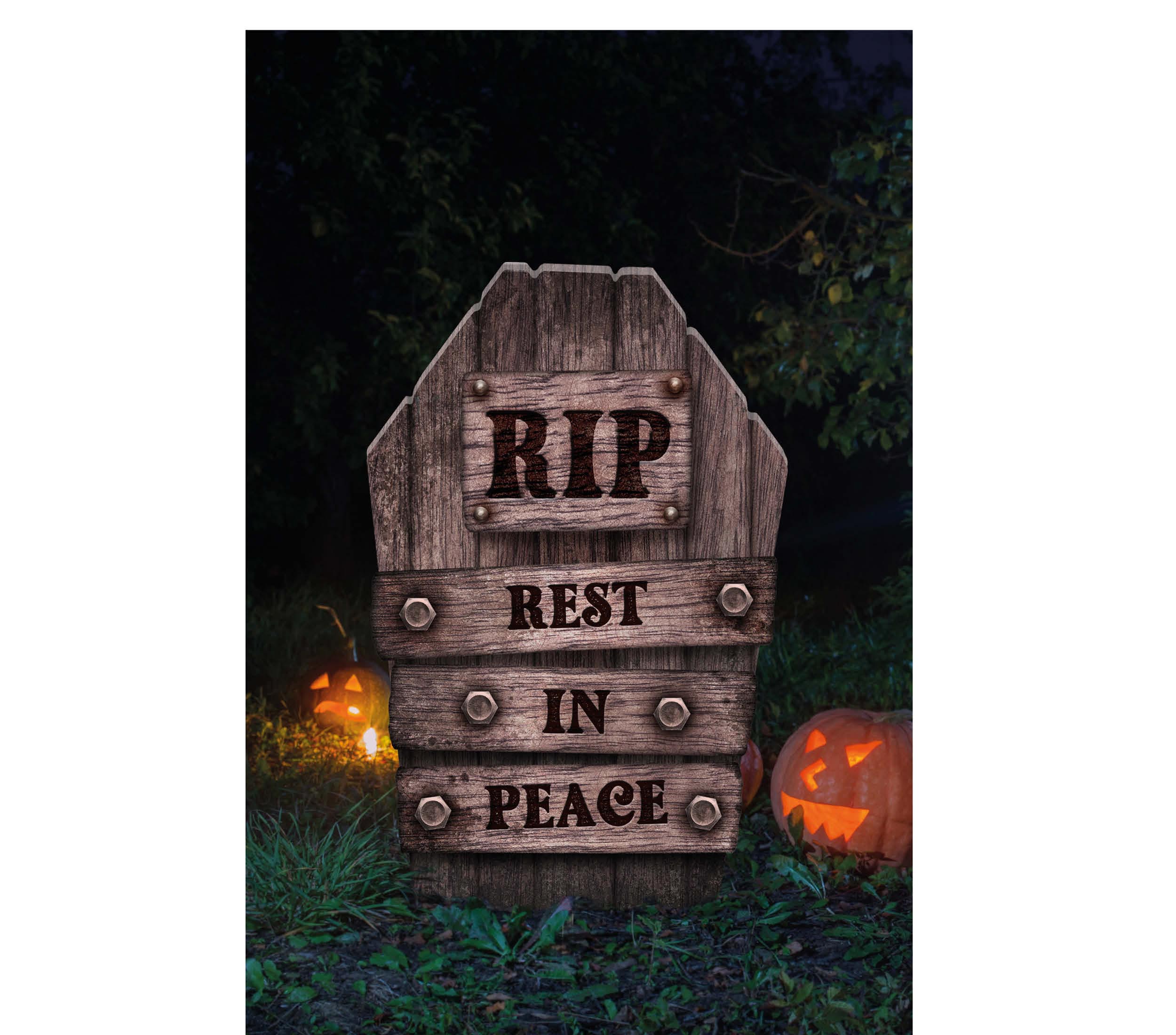 GP24736 – Halloween Grabstein Dekoration Ruhestätte – Farbe: Grau