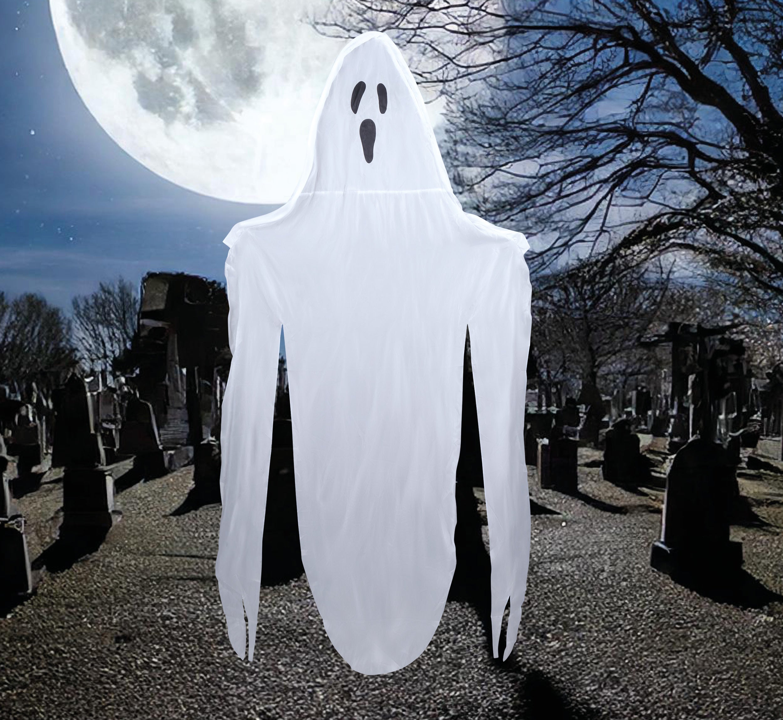 GP24776 – Gespenst Deko Halloween 200 cm Grusel – Farbe: Weiß