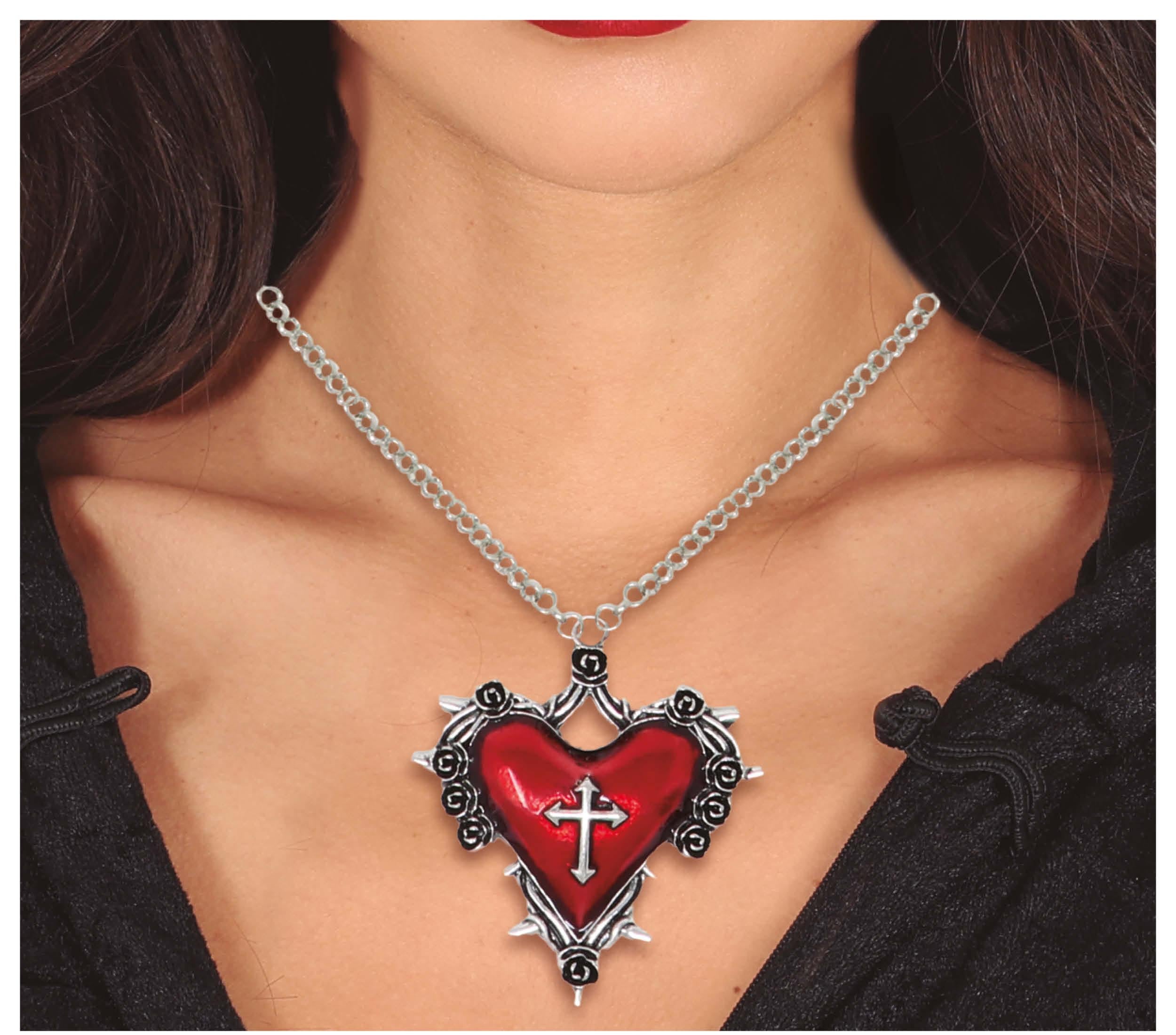 GP24800 – Religion Herz Gothic Kreuz Kette – Farbe: Silber