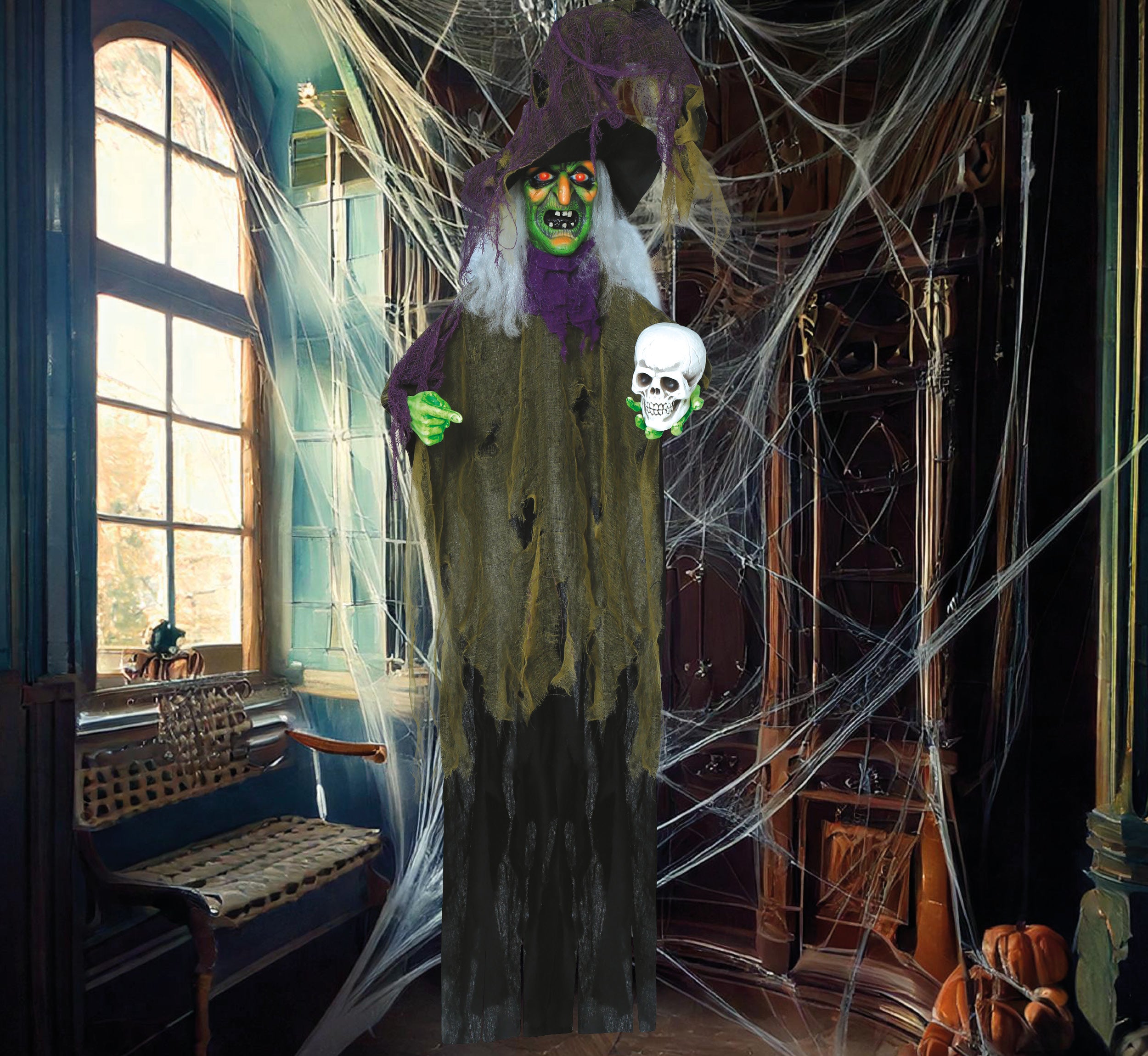 GP24900 – Hexe Schädel Halloween Hängehorror – Größe: Standard