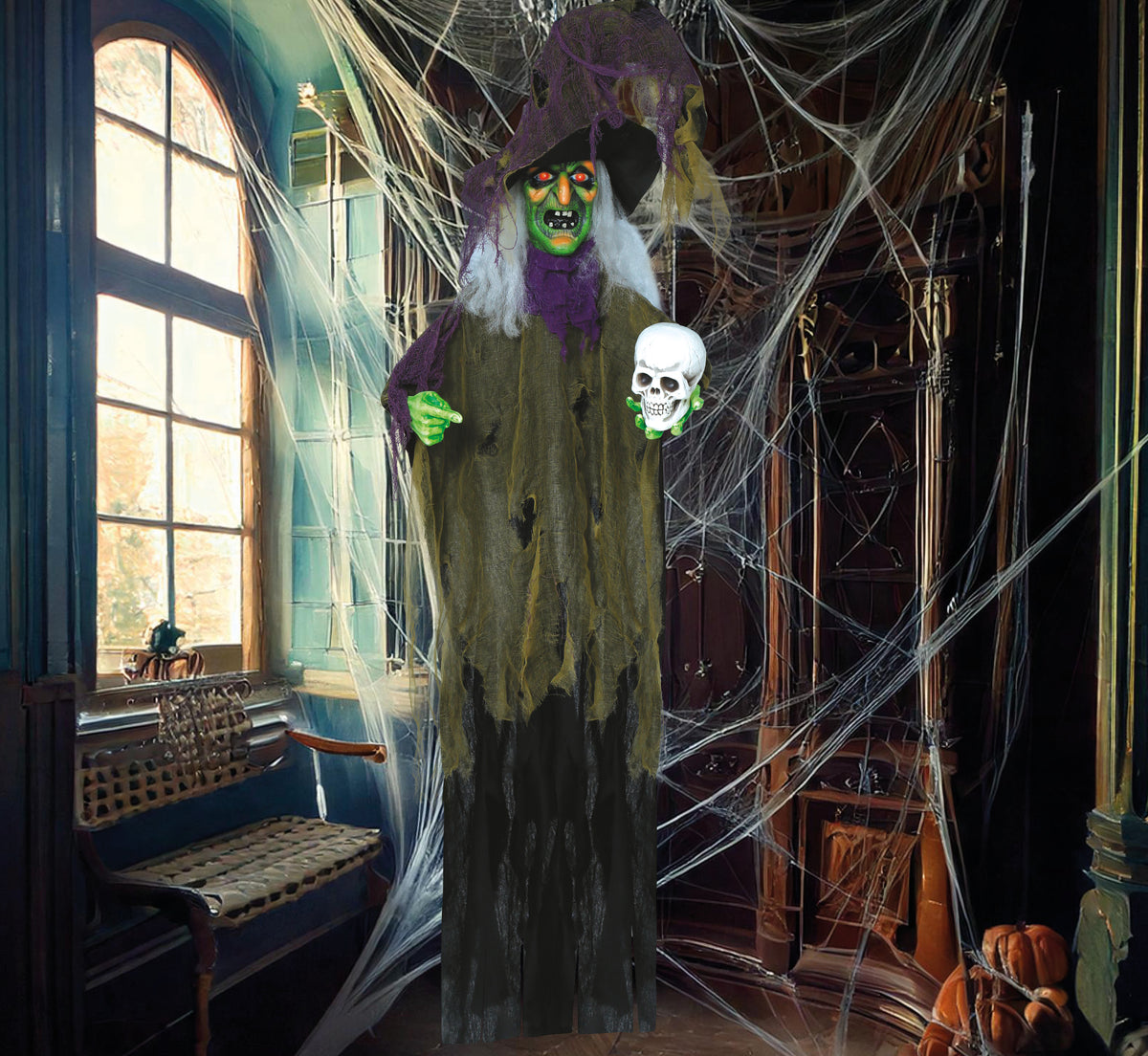 GP24900 – Hexe Schädel Halloween Hängehorror – Größe: Standard