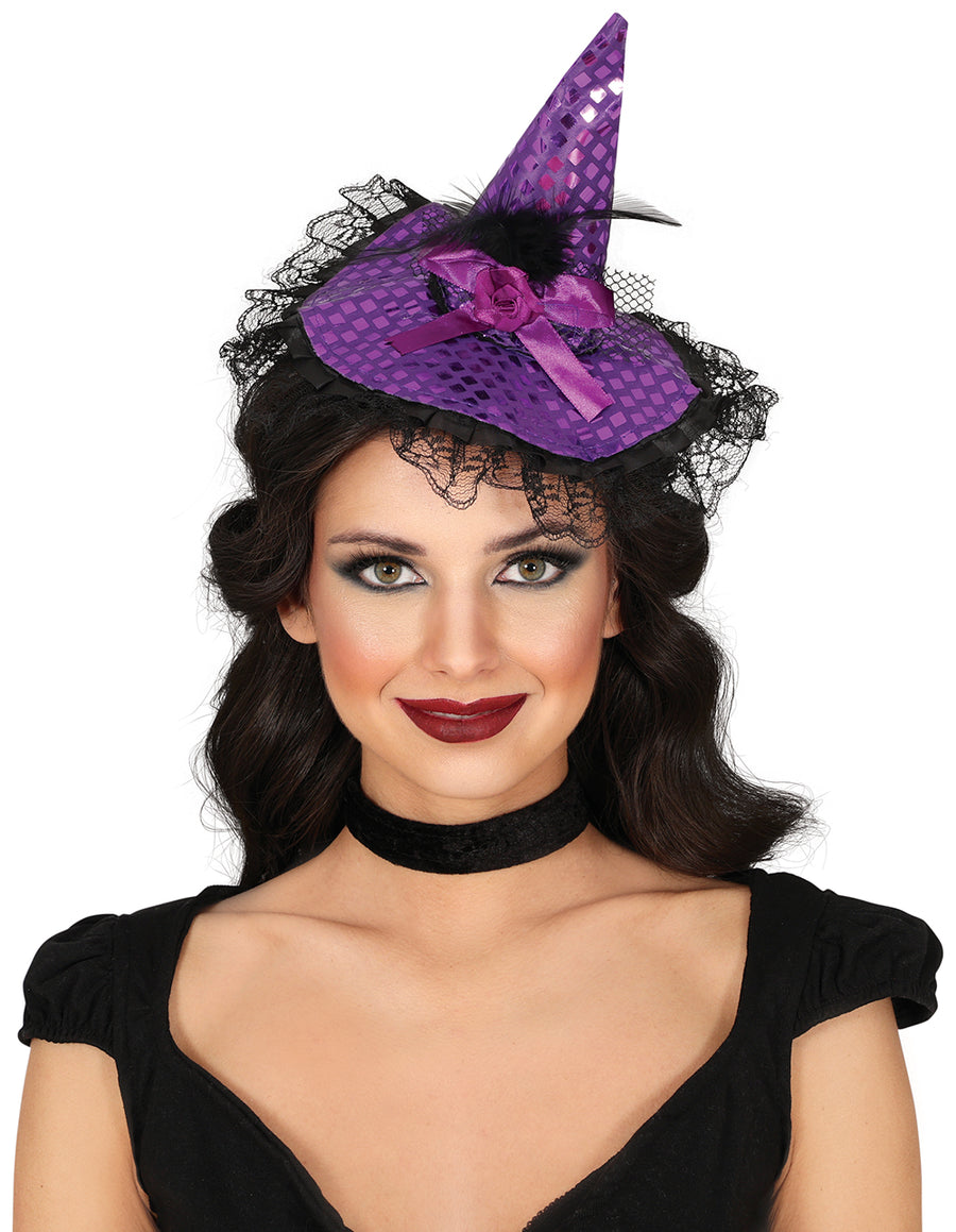 GP24917 – Hexe Halloween Haarreif Lila Hut – Farbe: Lila, Ansicht 2