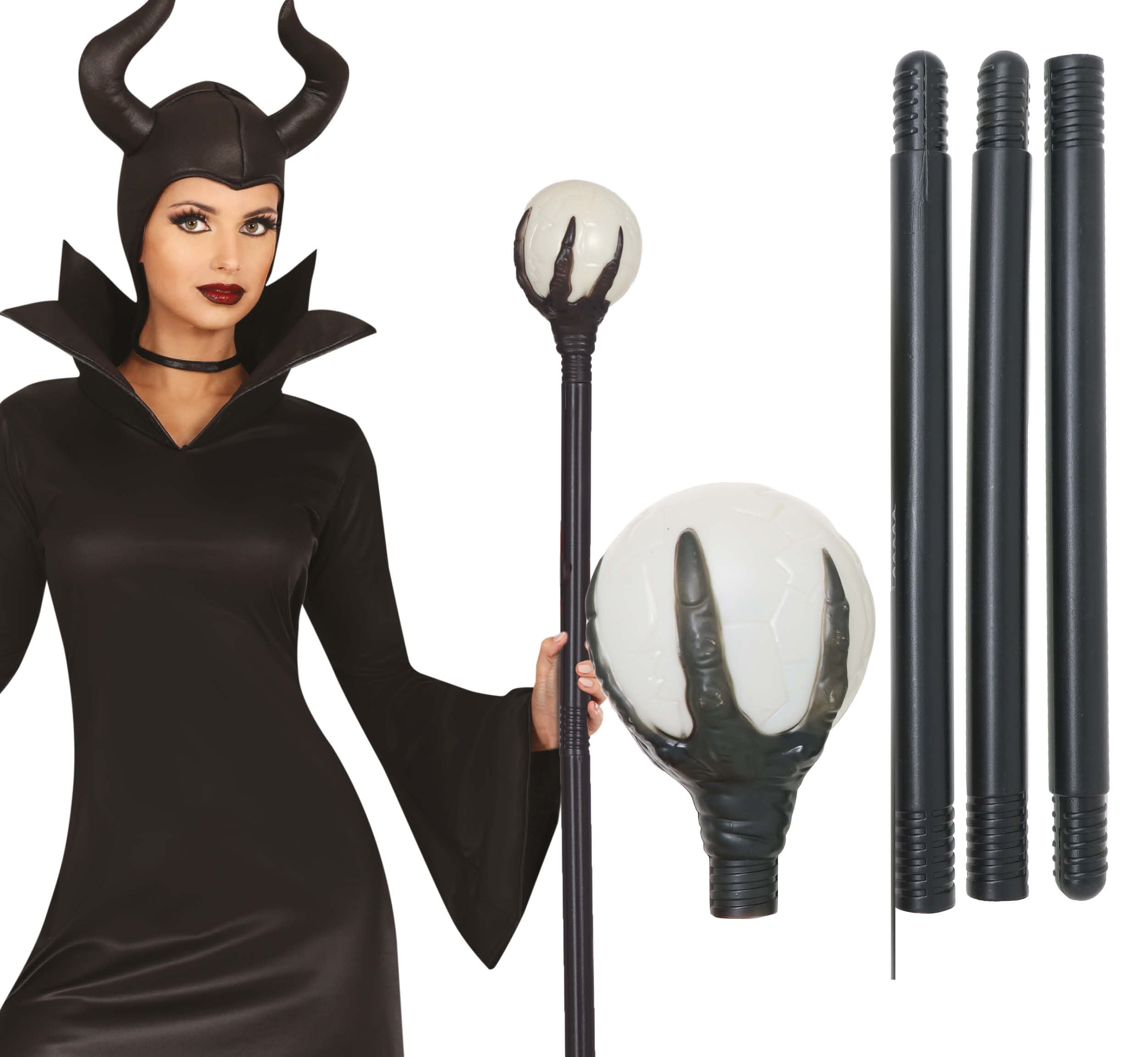 GP24926 – Hexenstab Kristallkugel Magier Halloween – Farbe: Schwarz