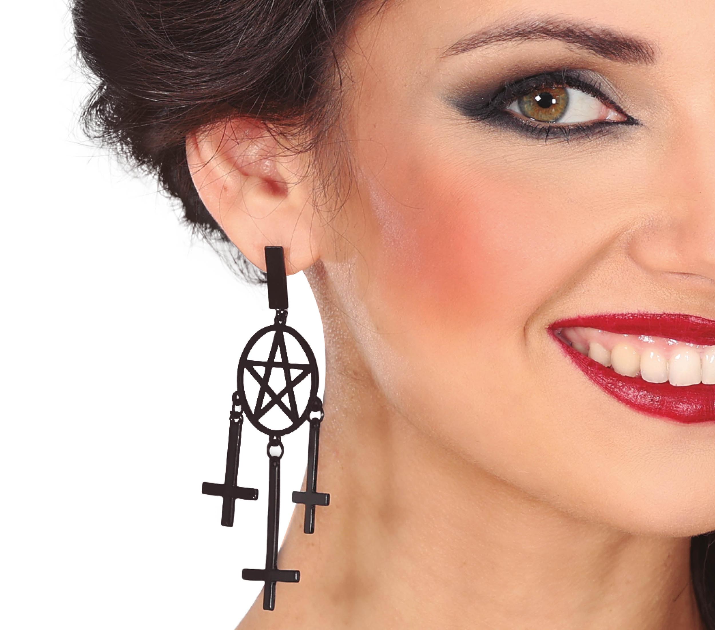 GP24943 – Religion Gothic Kreuz Ohrringe – Farbe: Schwarz