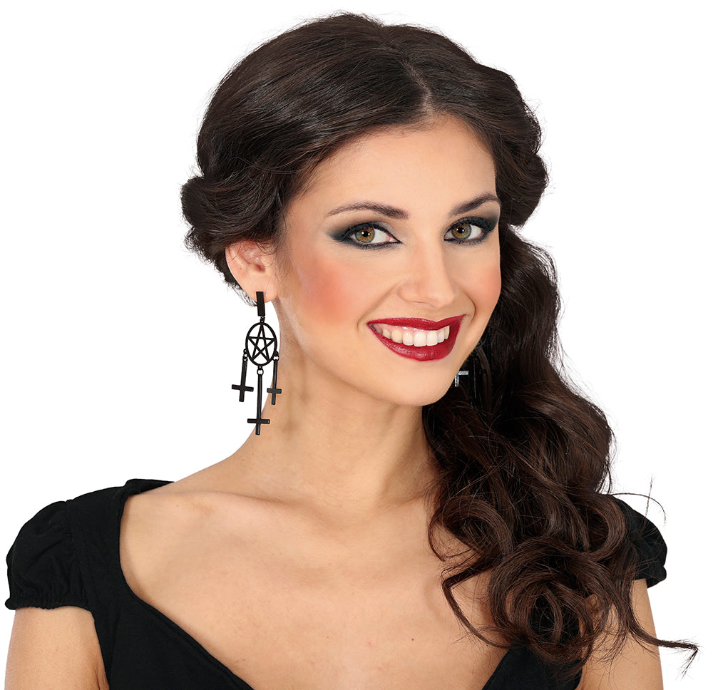 GP24943 – Religion Gothic Kreuz Ohrringe – Farbe: Schwarz