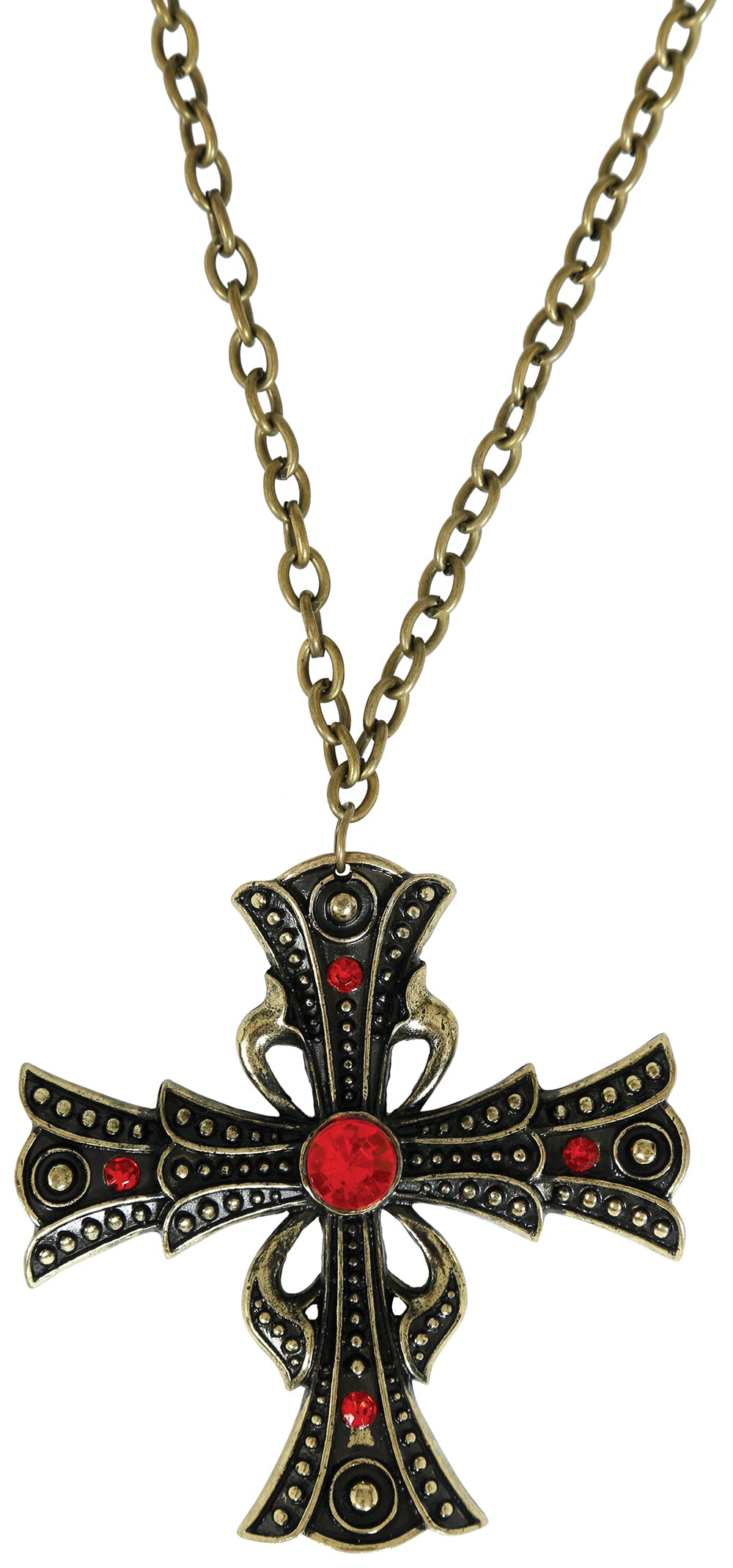 GP24945 – Vampirische Kreuz Kette Rubin Gothic – Farbe: Schwarz