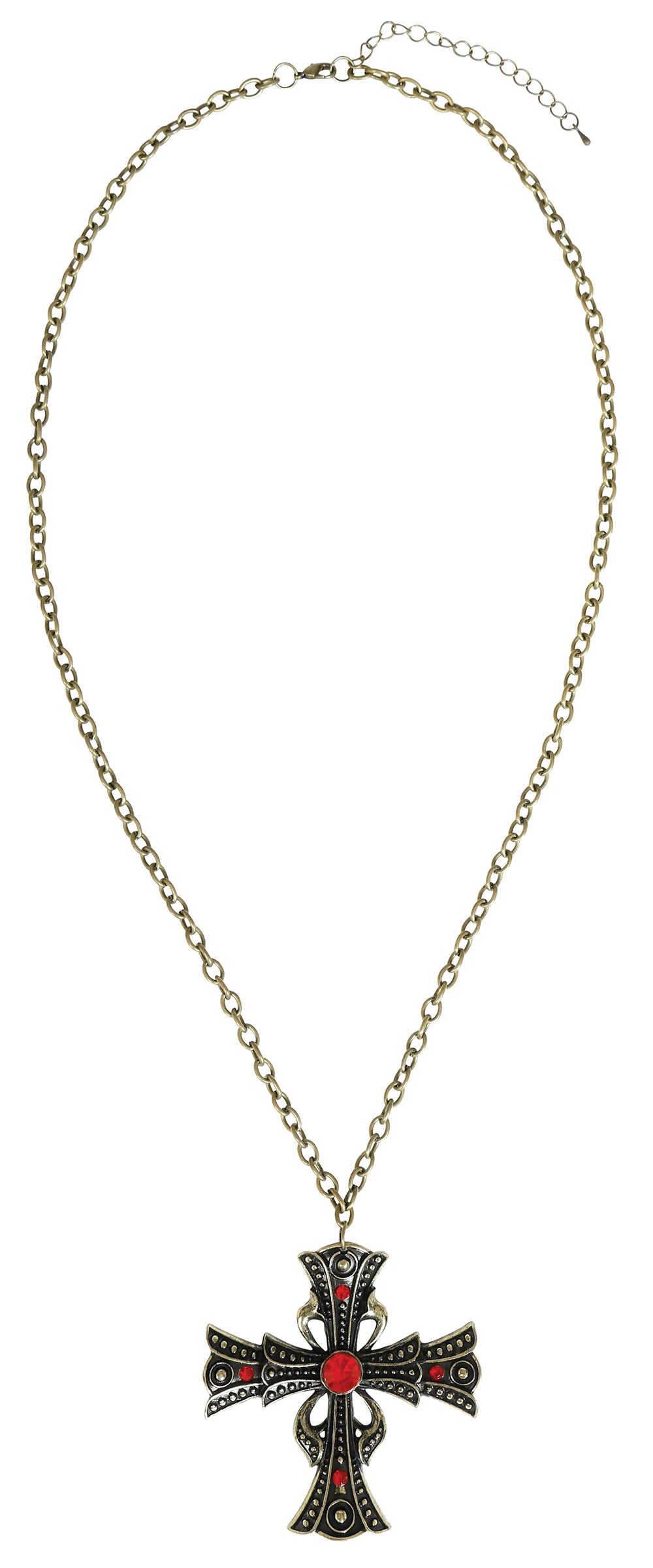 GP24945 – Vampirische Kreuz Kette Rubin Gothic – Farbe: Schwarz