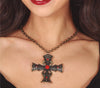 GP24945 – Vampirische Kreuz Kette Rubin Gothic – Farbe: Schwarz