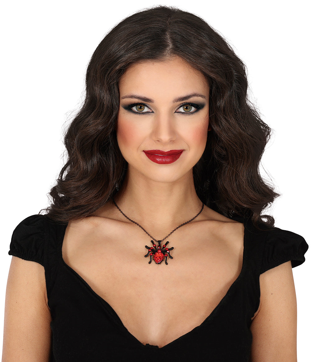 GP24947 – Halloween Spinnenkette Rubin Schmuck Glamouröse – Farbe: Schwarz